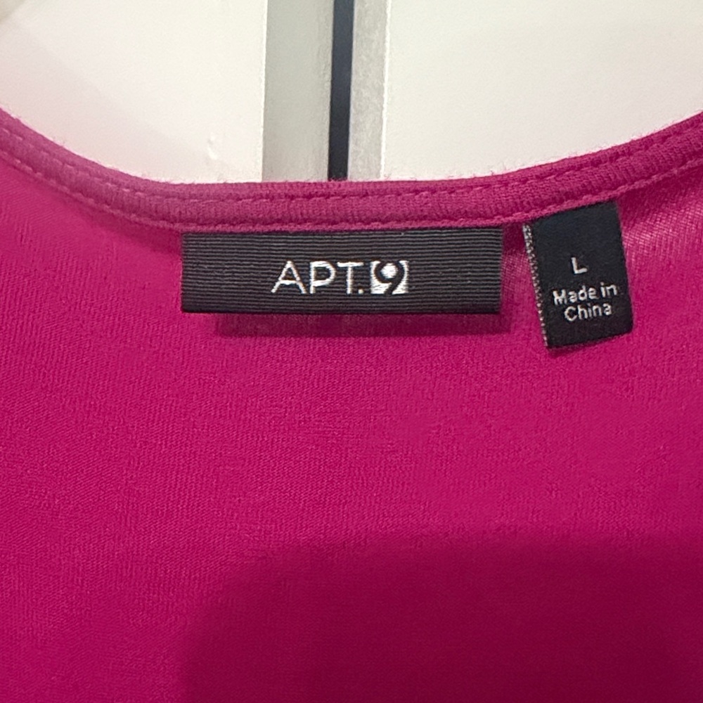 Apt. 9 Fuchsia Pink Sequin V-Neck Top Blouse Size L Pleated Front Festive - Picture 5 of 9